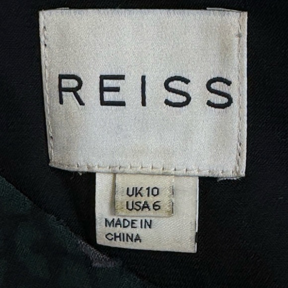 Reiss Loretta Chiffon Flutter Sleeve Dress Green and Black Sz 6 - Picture 12 of 14